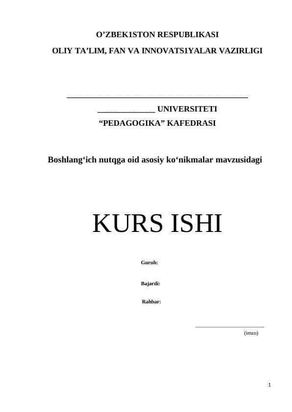 Boshlang‘ich nutqga oid asosiy ko‘nikmalar