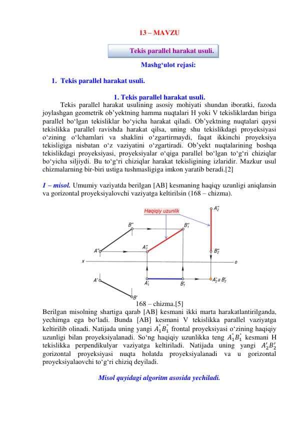 Tekis parallel harakat usuli.