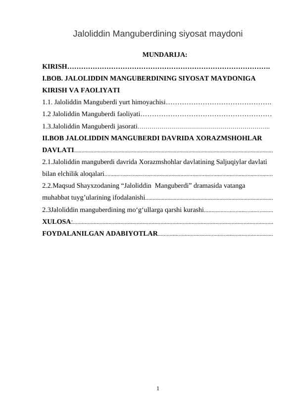 jaloliddin manguberdining siyosat maydoni