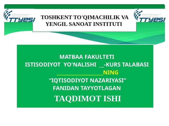 BOZOR IQTISODIYOTINING IJTIMOIY YO'NALISHLARI VA LINING O'ZBAKISTONGA XOS XUSUSIYATLARI