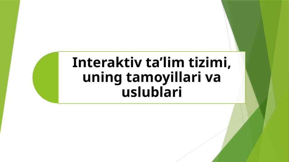 Interaktiv ta’lim tizimi, uning tamoyillari va uslublari