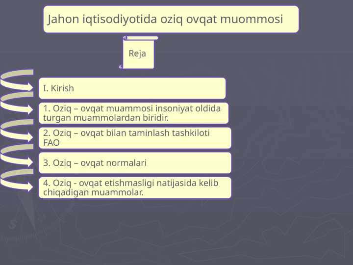 Jahon iqtisodiyotida oziq ovqat muommosi