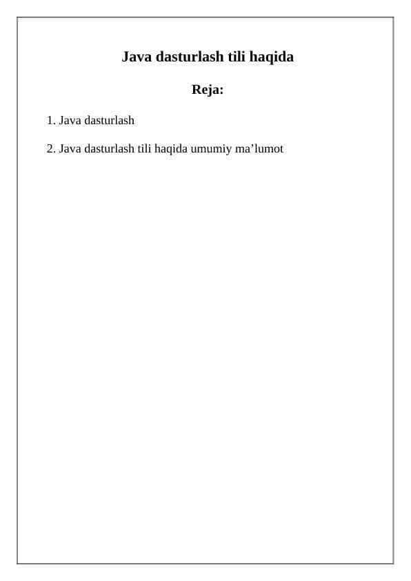 Java dasturlash tili haqida