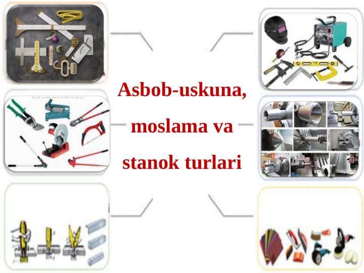 Asbob-uskuna, moslama va stanok turlari 5-sinf texnologiya