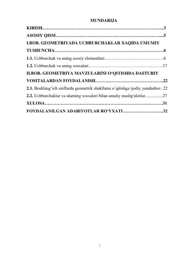 7-9-SINF GEOMETRIYA KURSIDA UCHBURCHAKLAR MAVZUSINI O‘QITISH METODIKASI