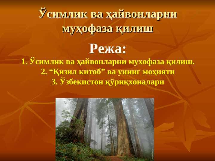 Ўсимлик ва ҳайвонларни муҳофаза қилиш