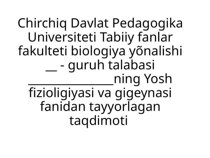 Skelet sistemasining tuzilishi va yoshga xususiyatlari