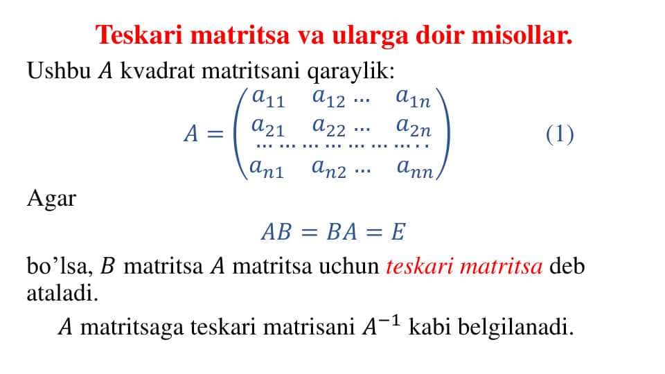 Teskari matritsa