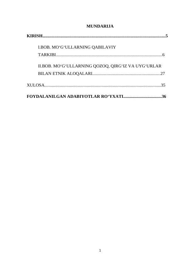 XVII- ASRDA MOʻGʻUL QABILALARI TARIXI