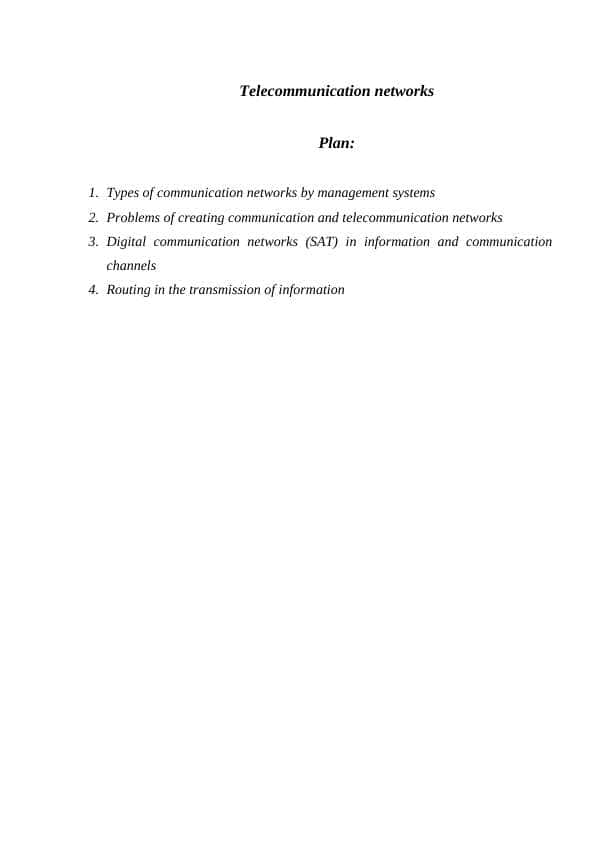 Telecommunication networks