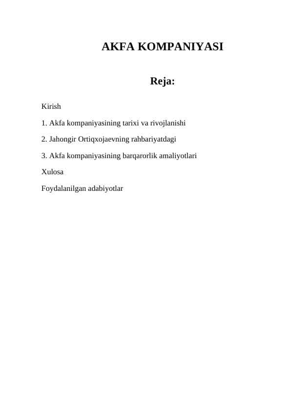 Akfa kompaniyasi Jahongir Ortiqxojayev