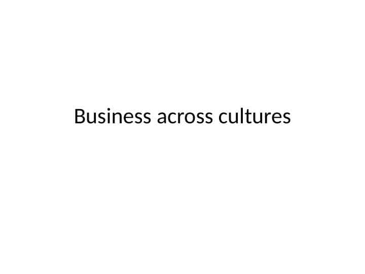 Business across cultures