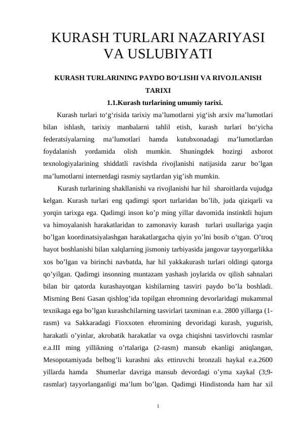 KURASH TURLARI NAZARIYASI VA USLUBIYATI