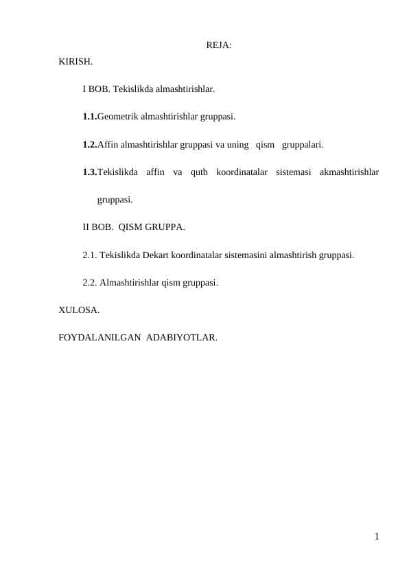 almashtirishlar gruppasi