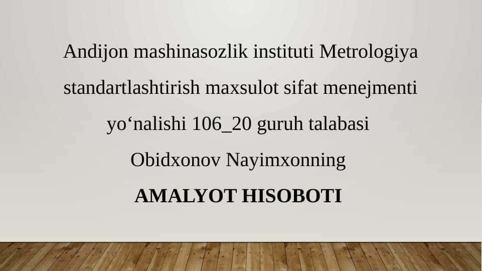 Andijon viloyati "Baliqchi tumani don qabul qilish shaxobchasi " AMALYOT HISOBOTI