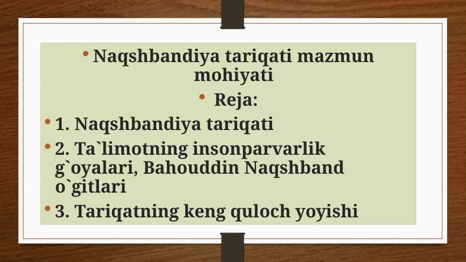 Naqshbandiya tariqati mazmun mohiyati