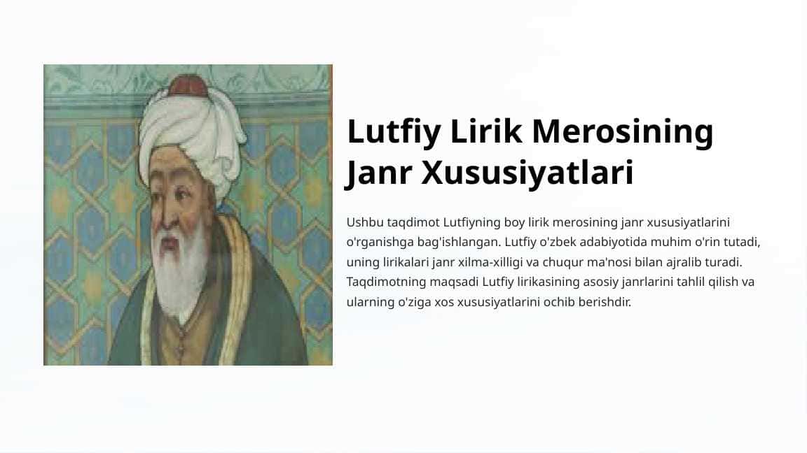 Lutfiy Lirik Merosining Janr Xususiyatlari