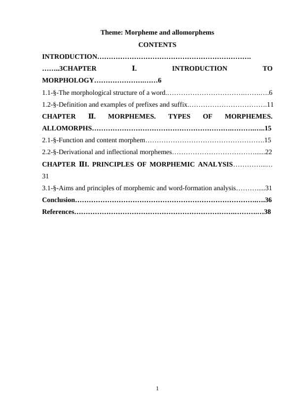 Morpheme and allomorphems