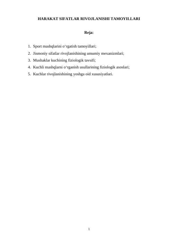 HARAKAT SIFATLAR RIVOJLANISHI TAMOYILLARI