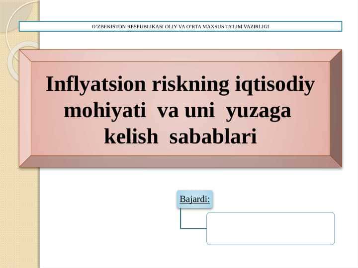 Inflyatsion riskning iqtisodiy mohiyati va uni yuzaga kelish sabablari