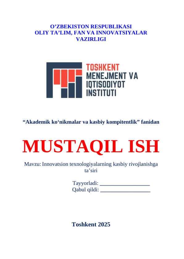 Innovatsion texnologiyalarning kasbiy rivojlanishga ta’siri