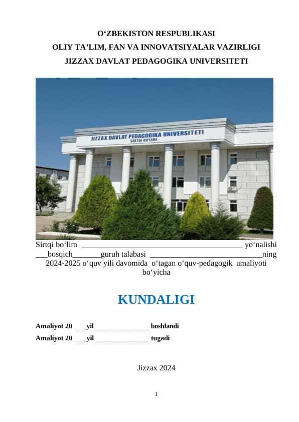 AMALIYOT KUNDALIGINI YURITISH BO‘YICHA KO‘RSATMALAR