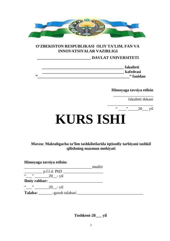 Maktabgacha ta’lim tashkilotlarida iqtisodiy tarbiyani tashkil qilishning mazmun mohiyati