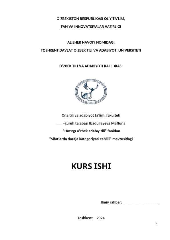 Sifatlarda daraja kategoriyasi tahlili