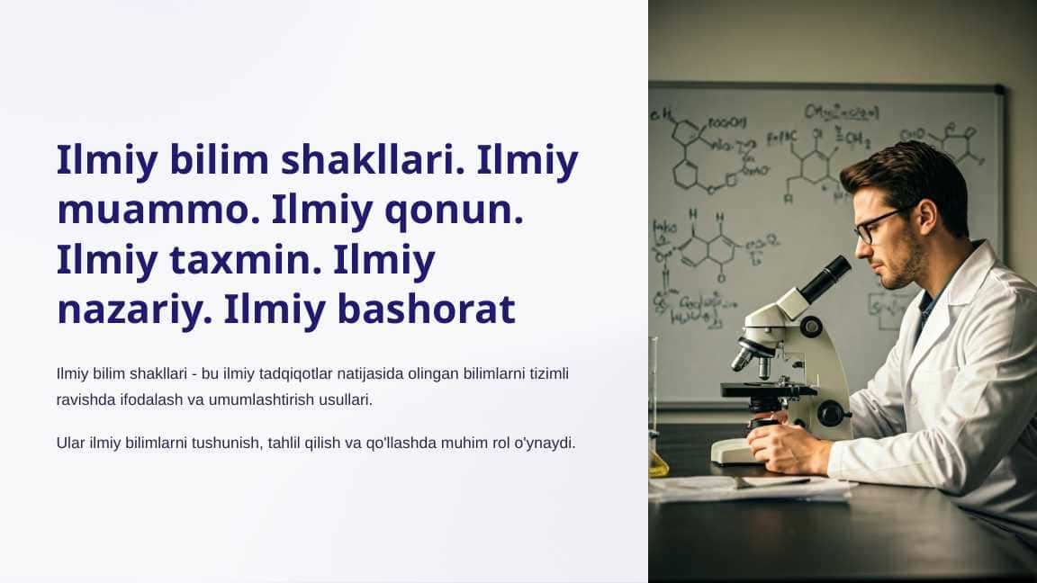Ilmiy bilim shakllari. Ilmiy muammo. Ilmiy qonun. Ilmiy taxmin. Ilmiy nazariy. Ilmiy bashorat_2