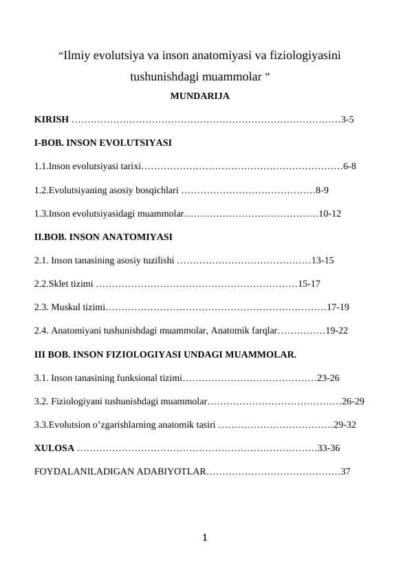 Ilmiy evolutsiya va inson anatomiyasi va fiziologiyasini tushunishdagi muammolar