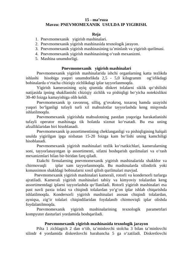 PNEVMOMEXANIK USULDA IP YIGIRISH.