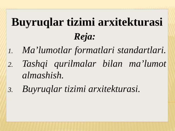 Buyruqlar tizimi arxitekturasi