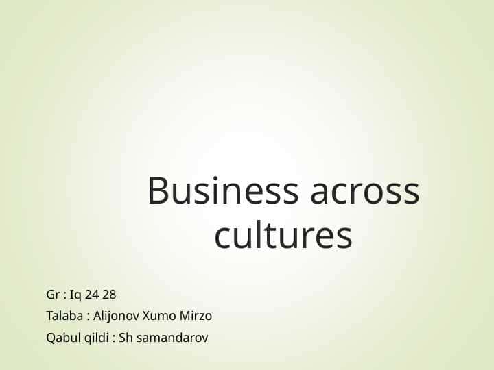 Business across cultures