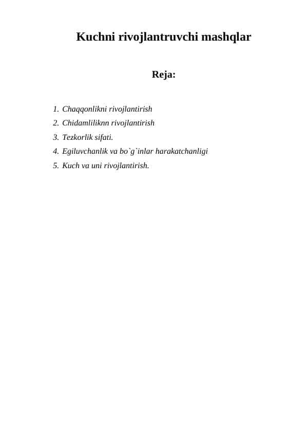 Kuchni rivojlantruvchi mashqlar