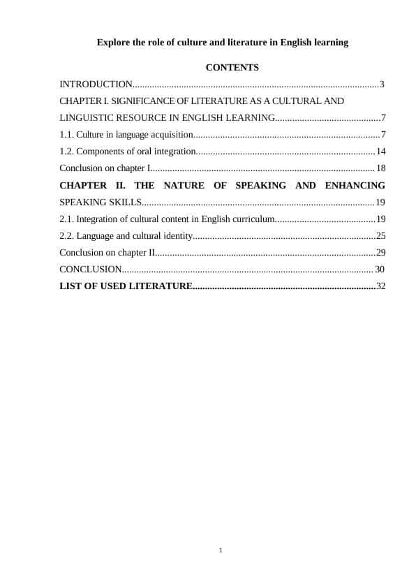 Explore the role of culture and literature in English learning