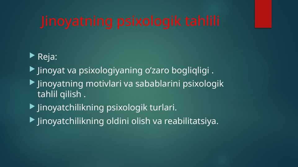 Jinoyatning psixologik tahlili. Yuridik psixologiya