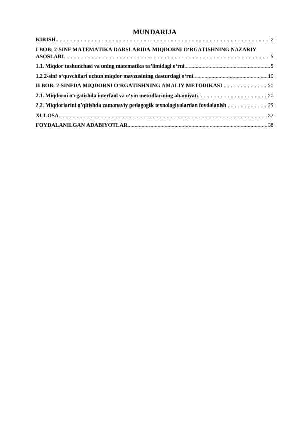 2-SINF MATEMATIKA DARSLARIDA MIQDORNI O‘RGATISH METODIKASI
