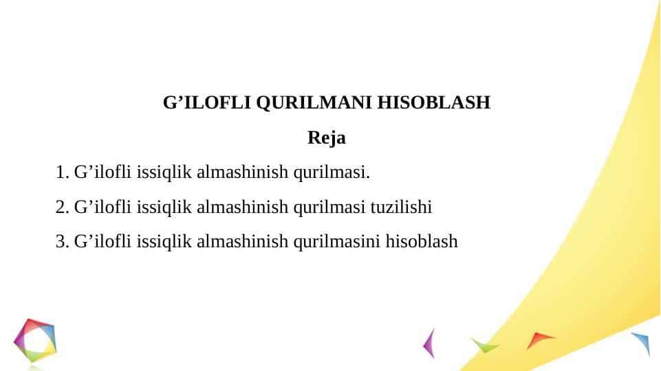 G’ILOFLI QURILMANI HISOBLASH