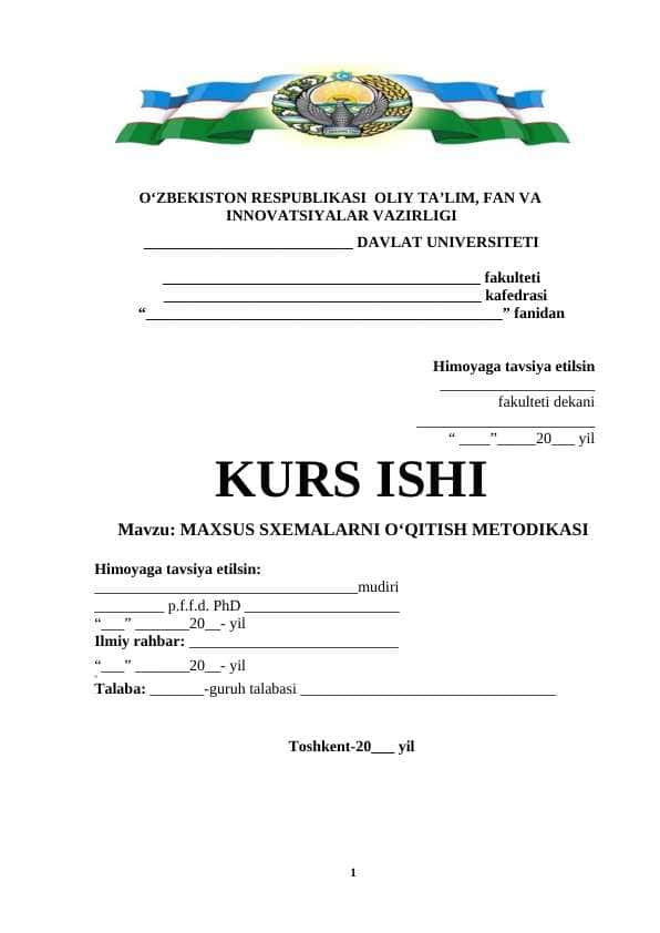 MAXSUS SXEMALARNI O‘QITISH METODIKASI
