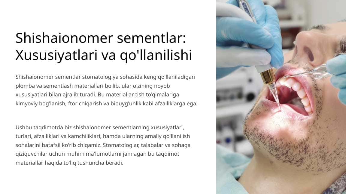 Shishaionomer sementlar. Xususiyatlari, qo‘llanilishi.
