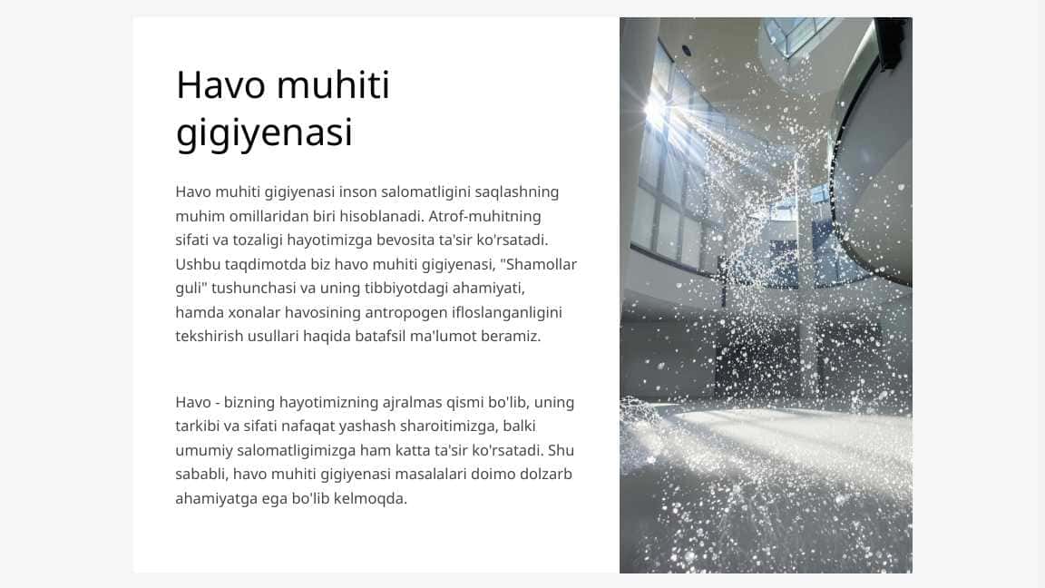 Havo muhiti gigiyenasi. “Shamollar guli” haqida tushuncha va uning tibbiyotdagi ahamiyati. Xonalar havosining antropogen ifloslanganligini tekshirish.