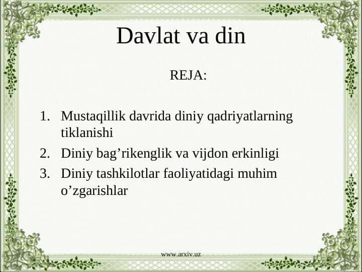 Davlat va din