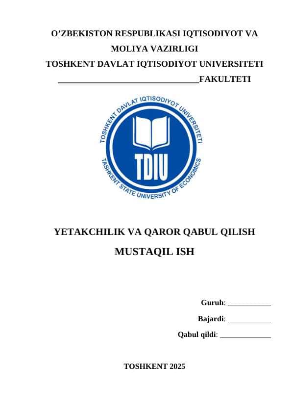 Yetakchilik va qaror qabul qilish