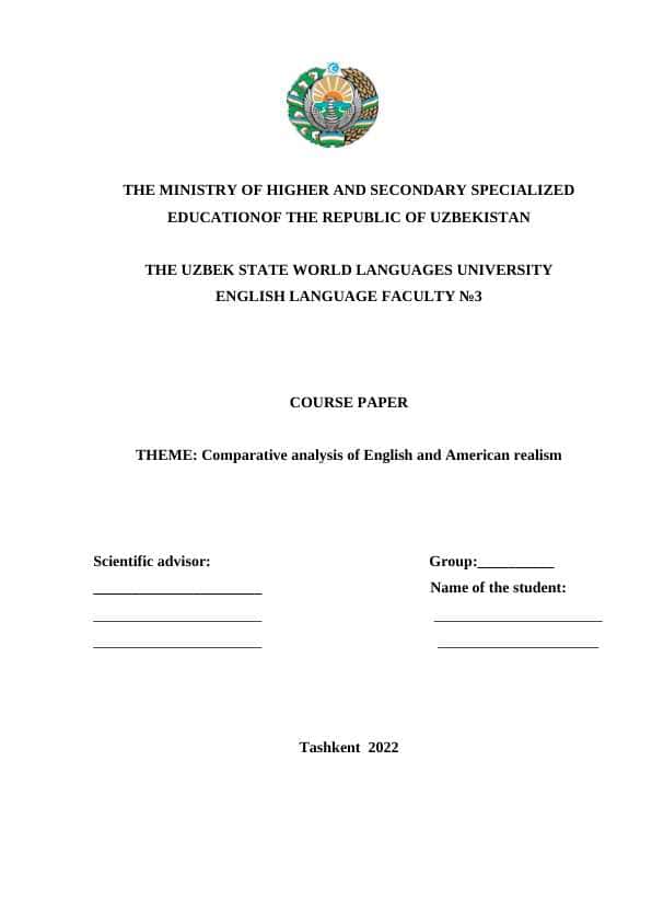 THEME: Comparative analysis of English and American realism