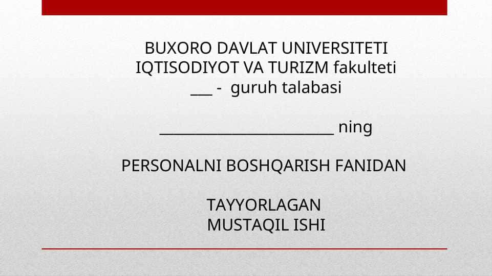 PERSONALNI BOSHQARISH