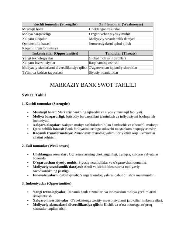 SWOT TAHLIL