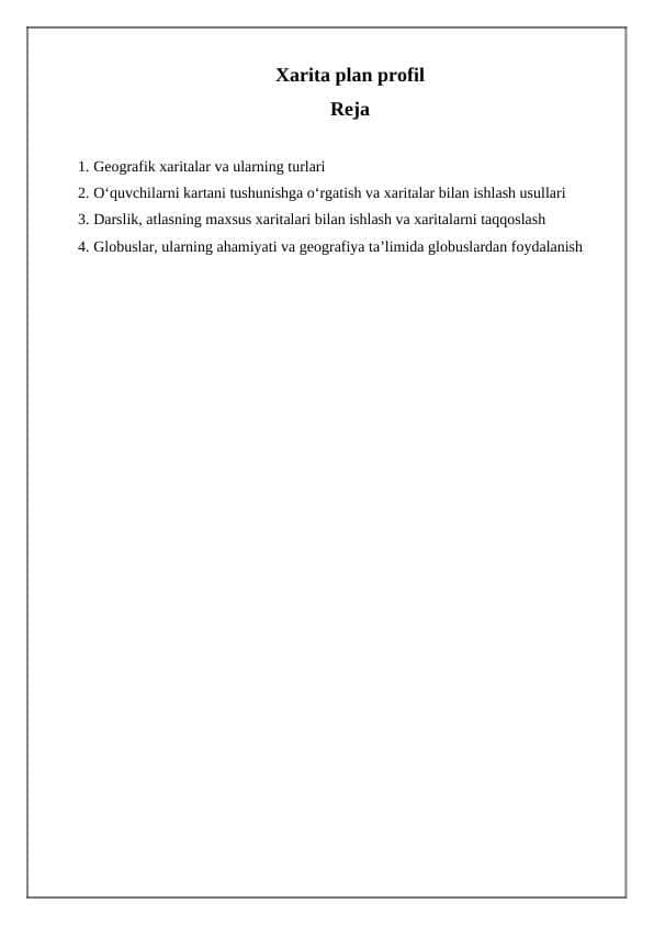 Xarita plan profil