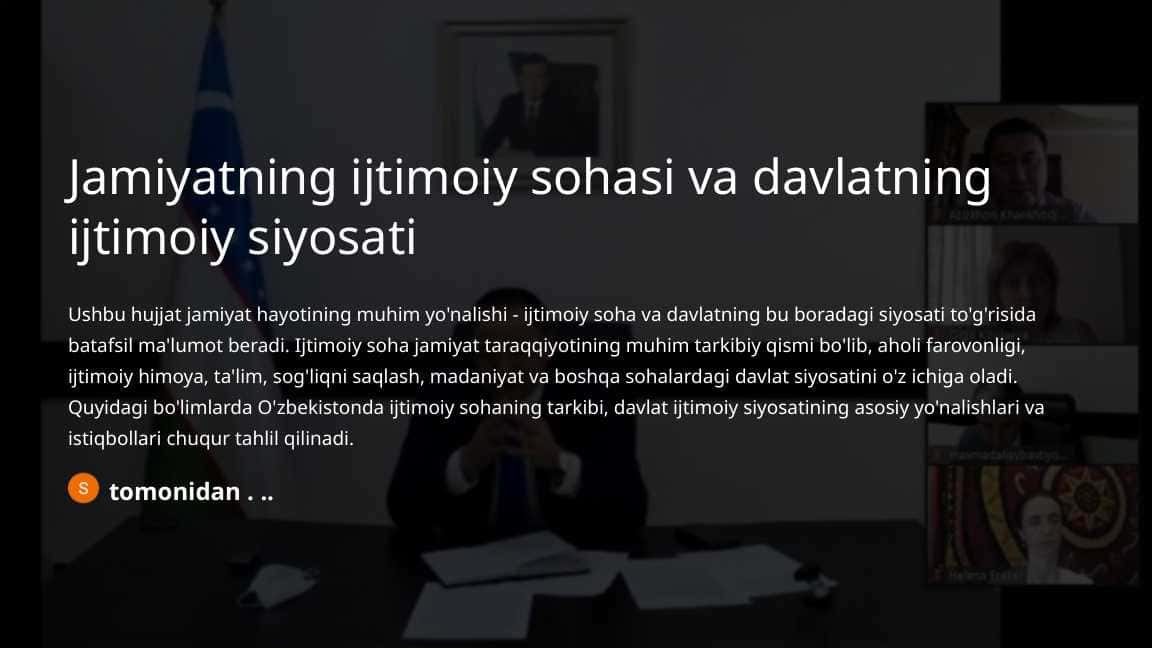 Jamiyatning ijtimoiy sohasi va davlatning ijtimoiy siyosati