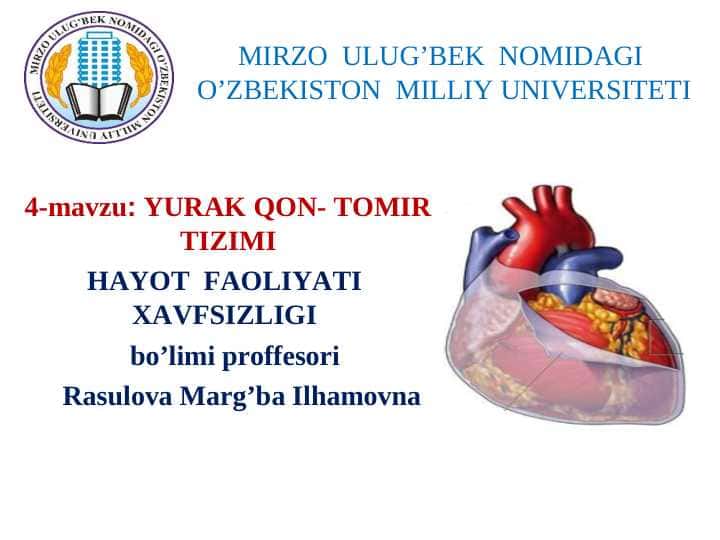 mavzu: YURAK QON- TOMIR TIZIMI slayd