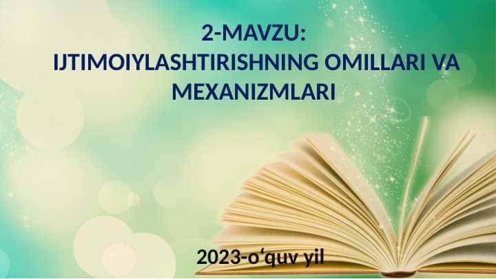 IJTIMOIYLASHTIRISHNING OMILLARI VA MEXANIZMLARI